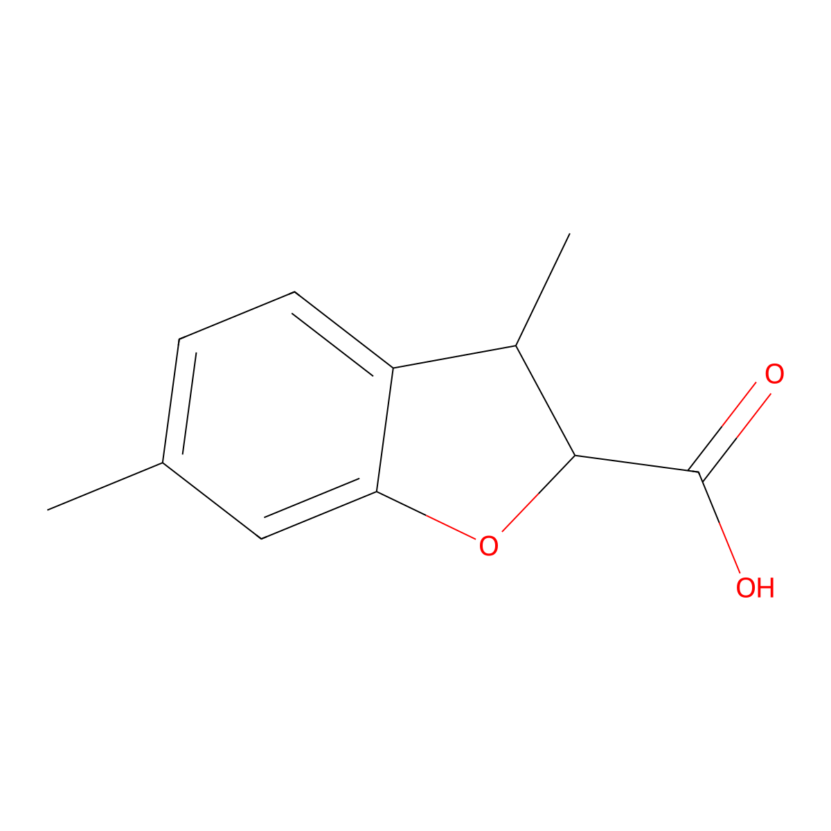 3,6-Dimethyl-2,3-dihydrobenzofuran-2-carboxylic acid molecular structure, CAS 41910-92-3