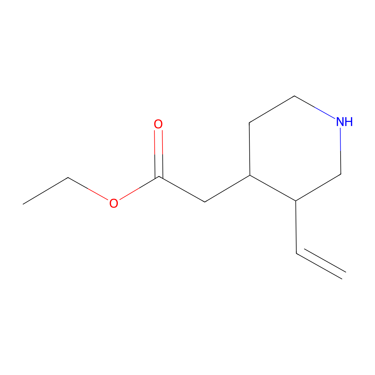 ethyl 2-[(3R,4S)-3-ethenylpiperidin-4-yl]acetate molecular structure, CAS 41922-75-2