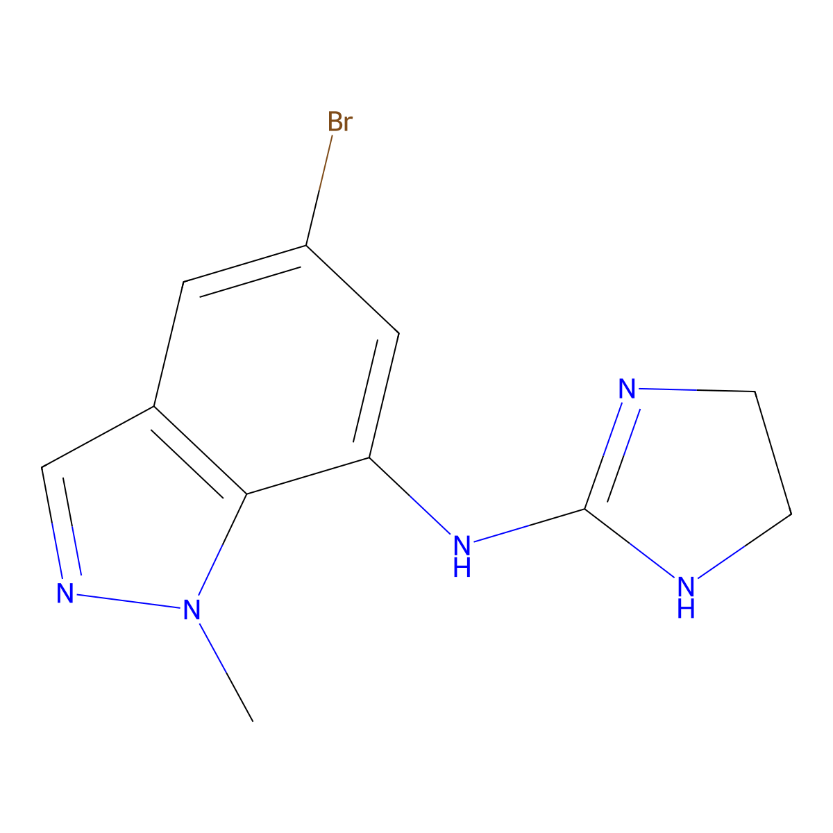 5-Bromo-N-(4,5-dihydro-1H-imidazol-2-yl)-1-methyl-1H-indazol-7-amine molecular structure, CAS 41926-03-8