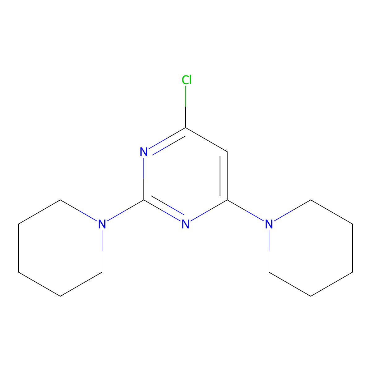 4-Chloro-2,6-di(piperidin-1-yl)pyrimidine molecular structure, CAS 4193-59-3