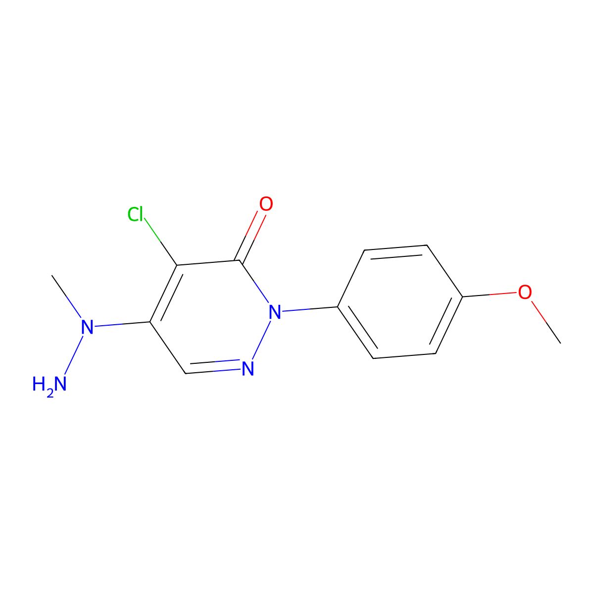 4-chloro-2-(4-methoxyphenyl)-5-(1-methylhydrazino)-3(2H)-pyridazinone molecular structure, CAS 41933-17-9