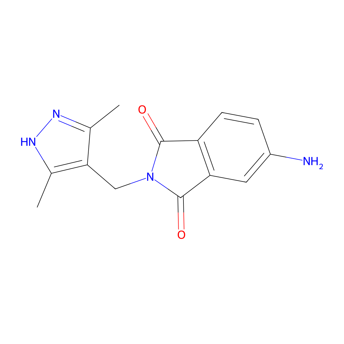 5-Amino-2-((3,5-dimethyl-1H-pyrazol-4-yl)methyl)isoindoline-1,3-dione molecular structure, CAS 41935-26-6