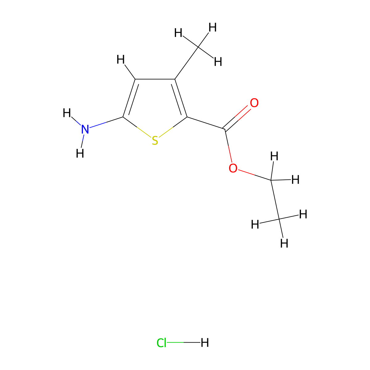 Ethyl 5-amino-3-methylthiophene-2-carboxylate hydrochloride molecular structure, CAS 41940-43-6