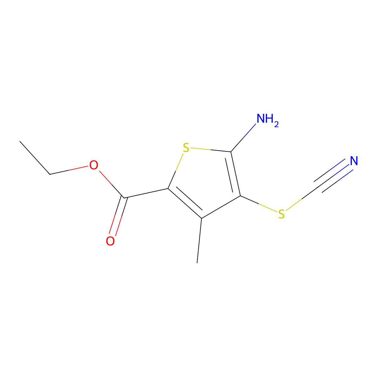 Ethyl 5-amino-3-methyl-4-thiocyanatothiophene-2-carboxylate molecular structure, CAS 41940-49-2