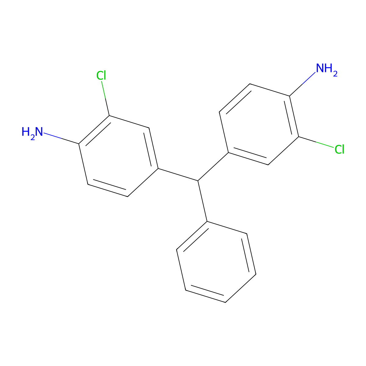 4-[(4-Amino-3-chlorophenyl)-phenylmethyl]-2-chloroaniline molecular structure, CAS 41946-38-7