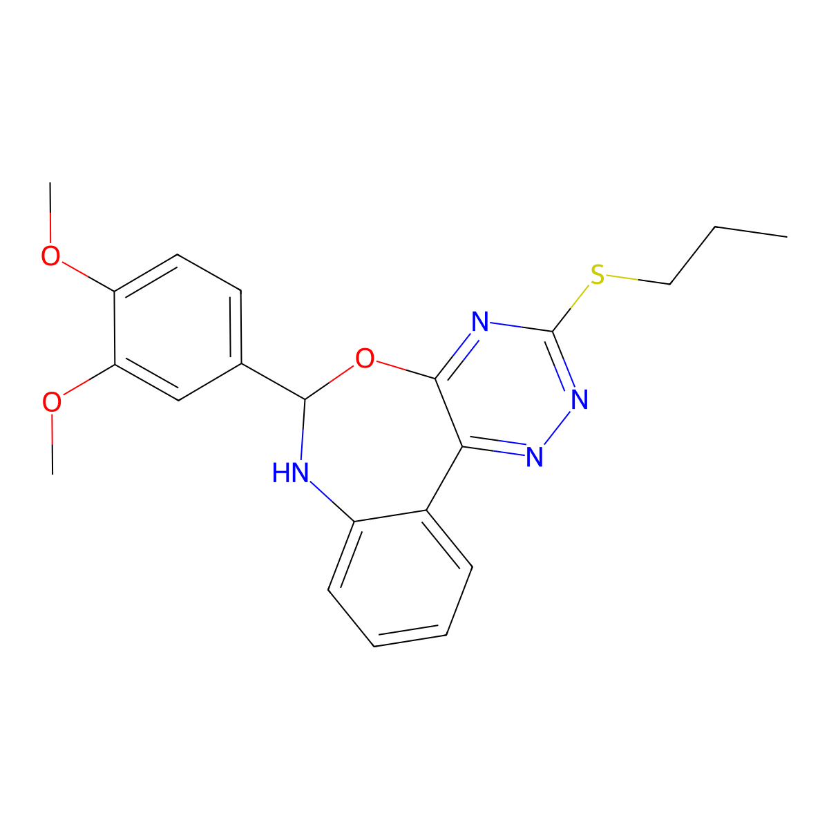 6-(3,4-Dimethoxyphenyl)-3-propylsulfanyl-6,7-dihydro-[1,2,4]triazino[5,6-d][3,1]benzoxazepine molecular structure, CAS 419537-97-6