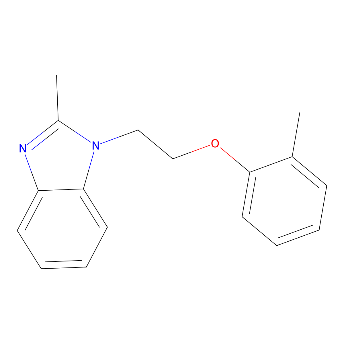 2-Methyl-1-[2-(2-methylphenoxy)ethyl]benzimidazole molecular structure, CAS 419538-55-9