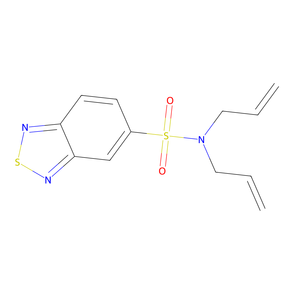 N,N-bis(prop-2-enyl)-2,1,3-benzothiadiazole-5-sulfonamide molecular structure, CAS 419538-92-4