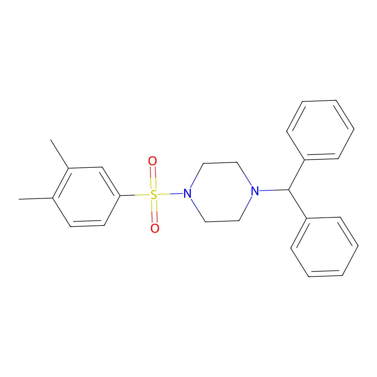 1-(3,4-Dimethylbenzenesulfonyl)-4-(diphenylmethyl)piperazine molecular structure, CAS 419539-20-1