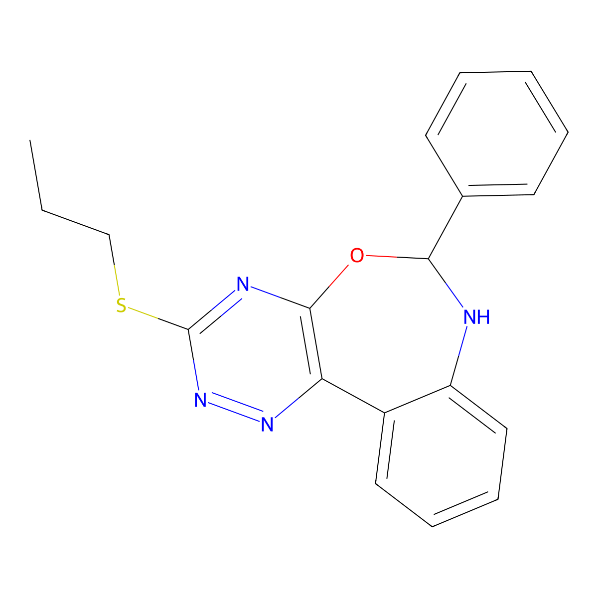 6-Phenyl-3-(propylsulfanyl)-6,7-dihydro[1,2,4]triazino[5,6-d][3,1]benzoxazepine molecular structure, CAS 419539-53-0