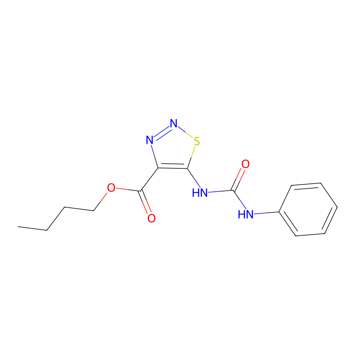 Butyl 5-[(anilinocarbonyl)amino]-1,2,3-thiadiazole-4-carboxylate molecular structure, CAS 419539-60-9