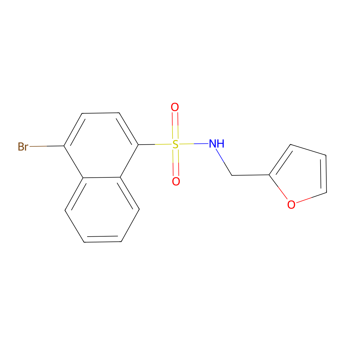 4-bromo-N-(furan-2-ylmethyl)naphthalene-1-sulfonamide molecular structure, CAS 419540-31-1