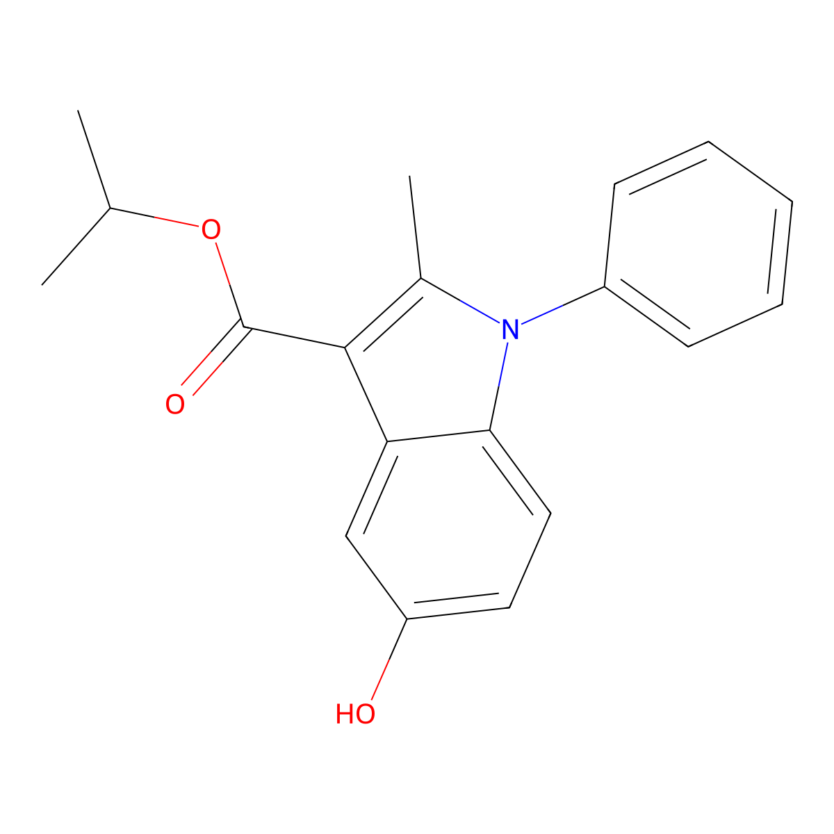 Propan-2-yl 5-hydroxy-2-methyl-1-phenylindole-3-carboxylate molecular structure, CAS 419542-20-4