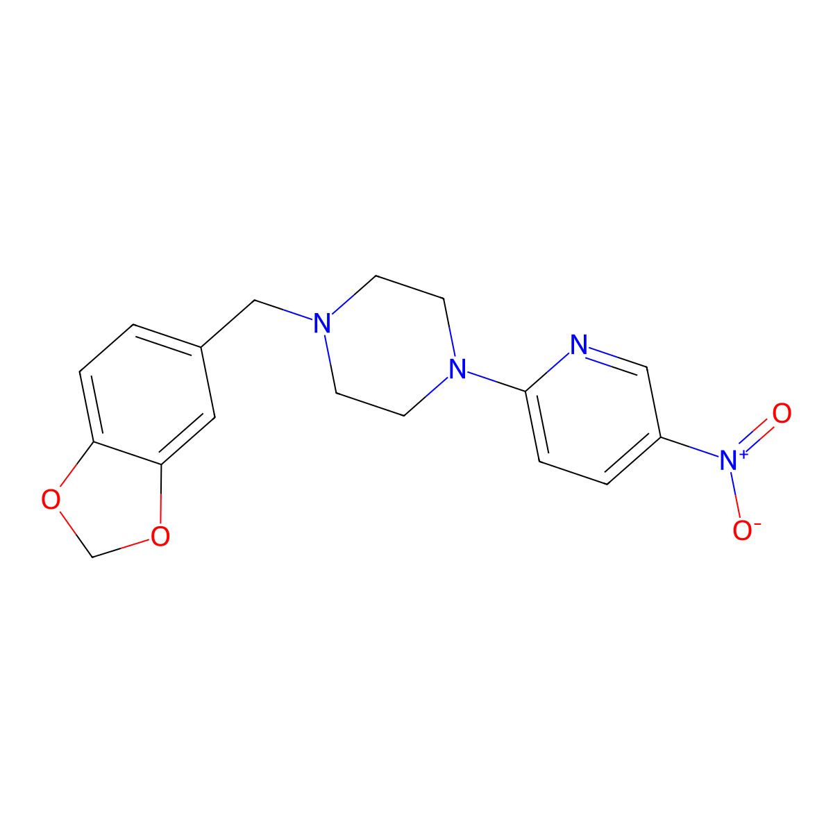 1-(1,3-Benzodioxol-5-ylmethyl)-4-(5-nitropyridin-2-yl)piperazine molecular structure, CAS 419542-59-9