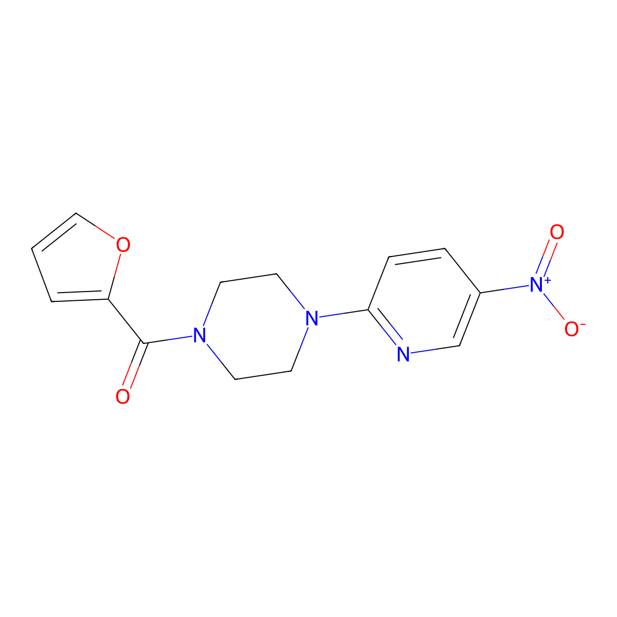 Furan-2-yl-[4-(5-nitropyridin-2-yl)piperazin-1-yl]methanone molecular structure, CAS 419542-63-5