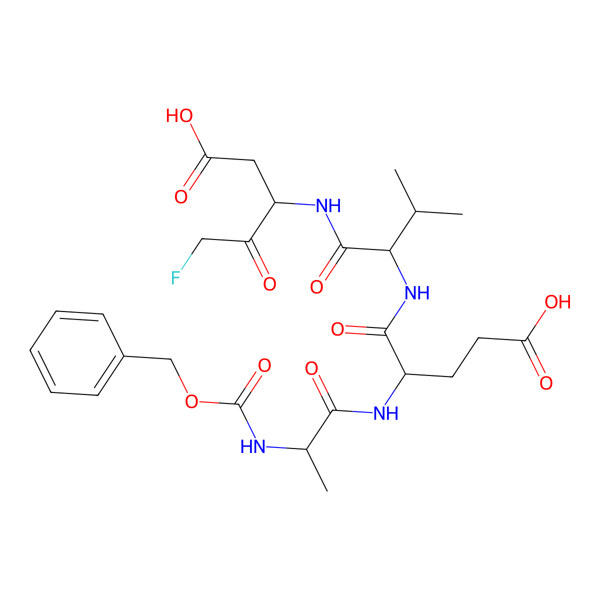 Z-Ala-Glu-Val-DL-Asp-fluoromethylketone molecular structure, CAS 419543-05-8