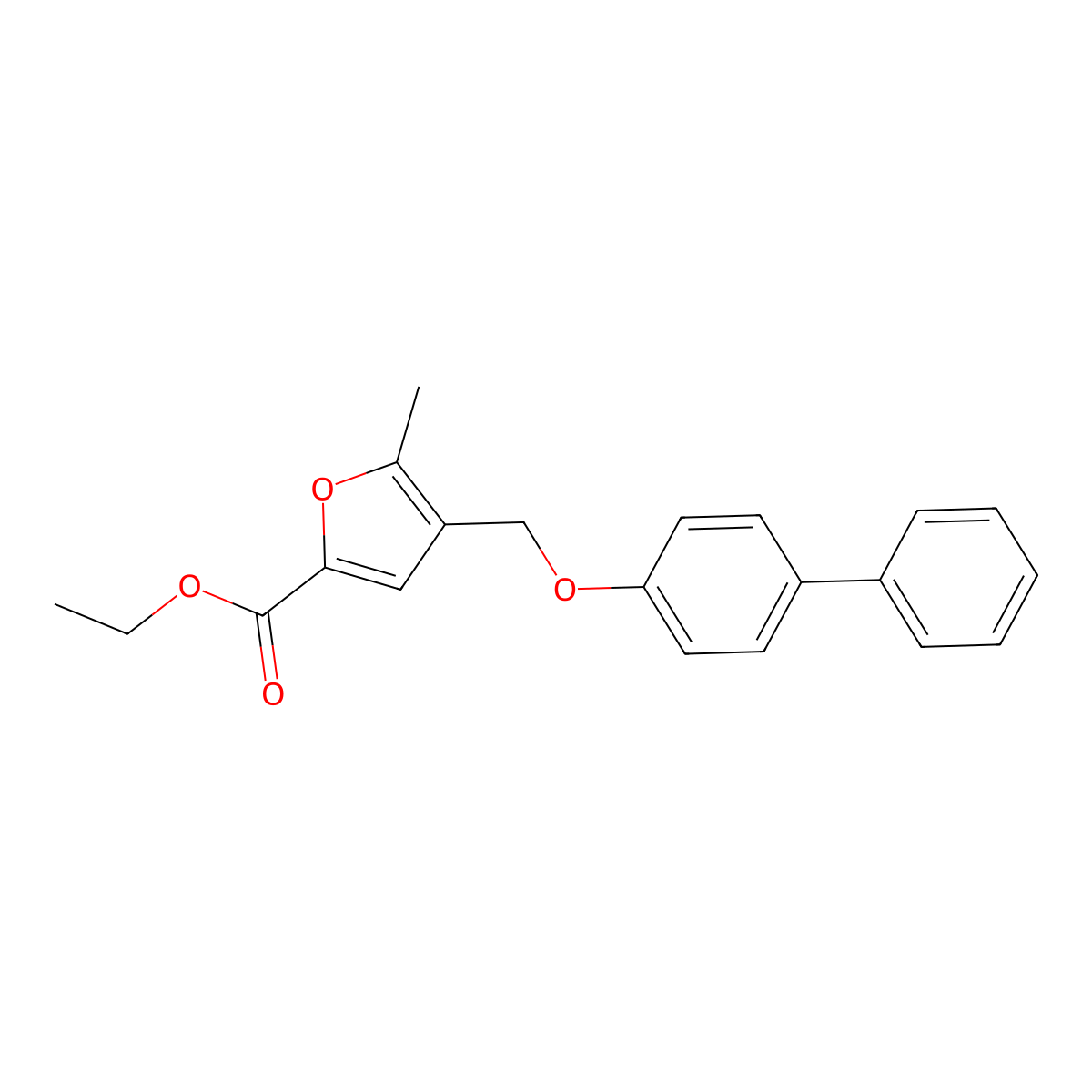 Ethyl 5-methyl-4-[(4-phenylphenoxy)methyl]furan-2-carboxylate molecular structure, CAS 419545-30-5