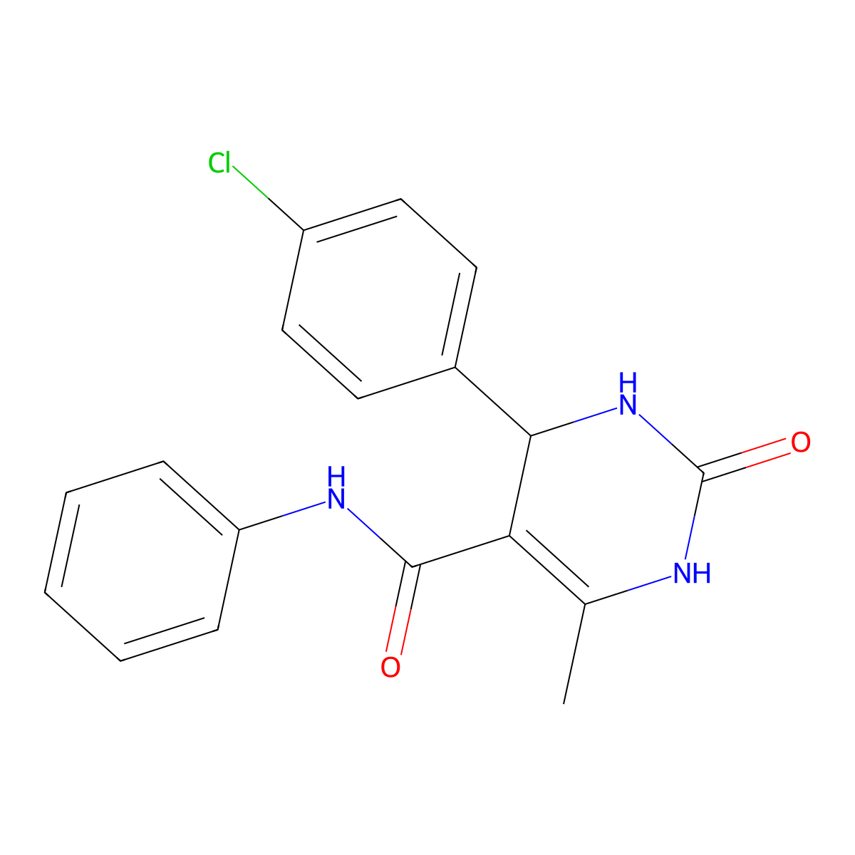4-(4-chlorophenyl)-6-methyl-2-oxo-N-phenyl-3,4-dihydro-1H-pyrimidine-5-carboxamide molecular structure, CAS 419546-39-7