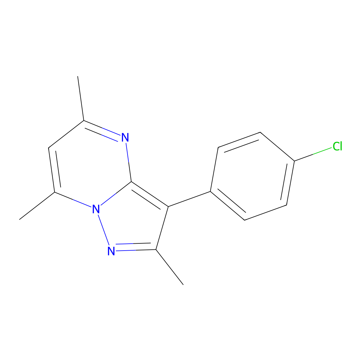3-(4-Chlorophenyl)-2,5,7-trimethylpyrazolo[1,5-a]pyrimidine molecular structure, CAS 419546-69-3