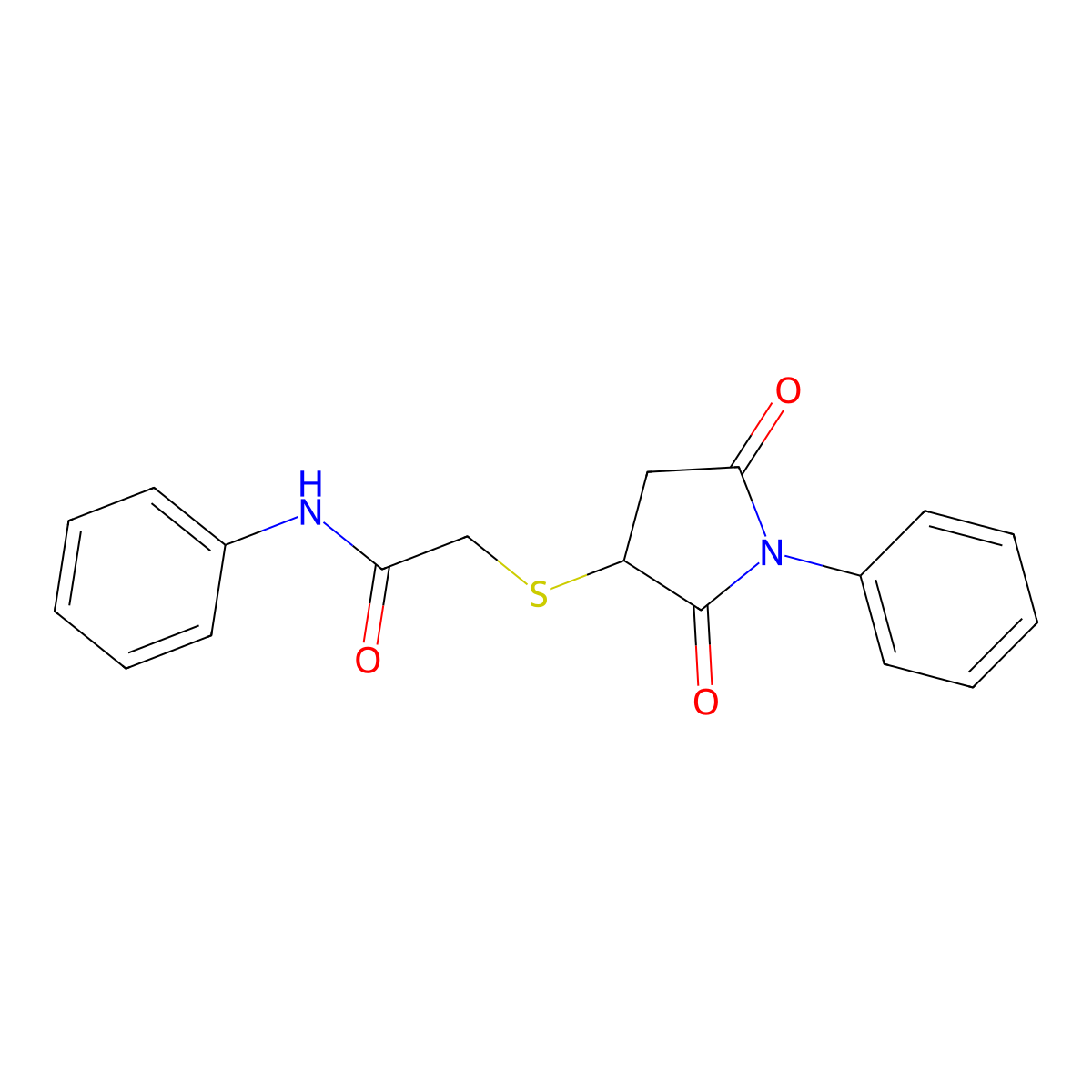 2-[(2,5-dioxo-1-phenylpyrrolidin-3-yl)sulfanyl]-N-phenylacetamide molecular structure, CAS 419546-72-8