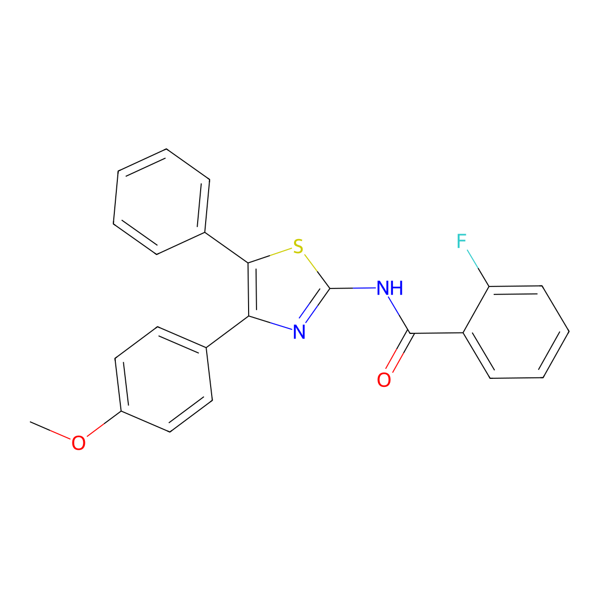 2-fluoro-N-[4-(4-methoxyphenyl)-5-phenyl-1,3-thiazol-2-yl]benzamide molecular structure, CAS 419547-05-0