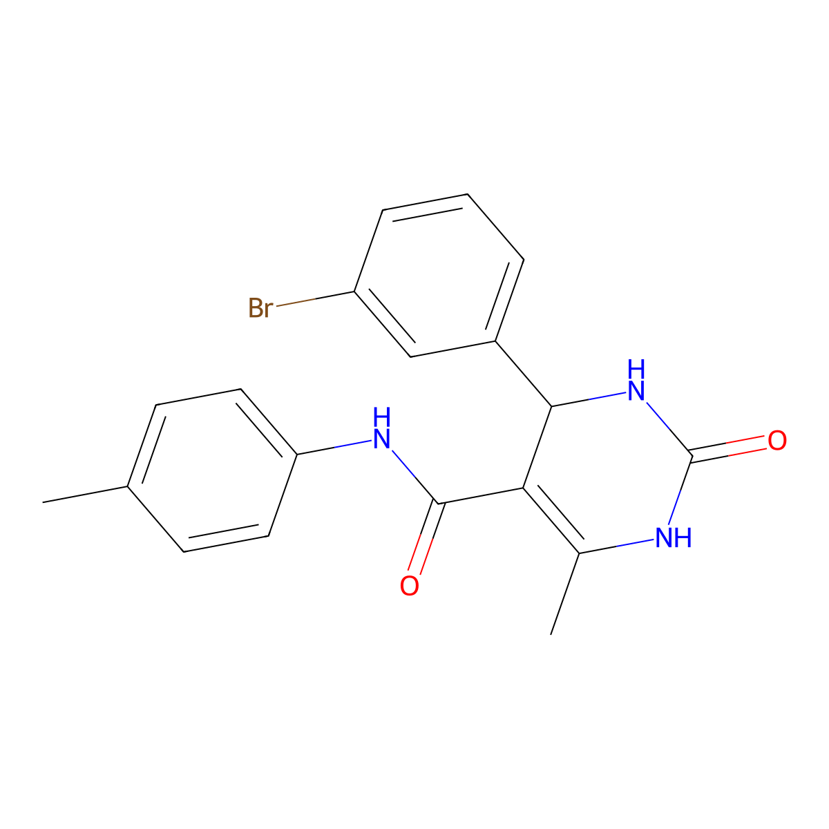 4-(3-bromophenyl)-6-methyl-N-(4-methylphenyl)-2-oxo-3,4-dihydro-1H-pyrimidine-5-carboxamide molecular structure, CAS 419547-12-9