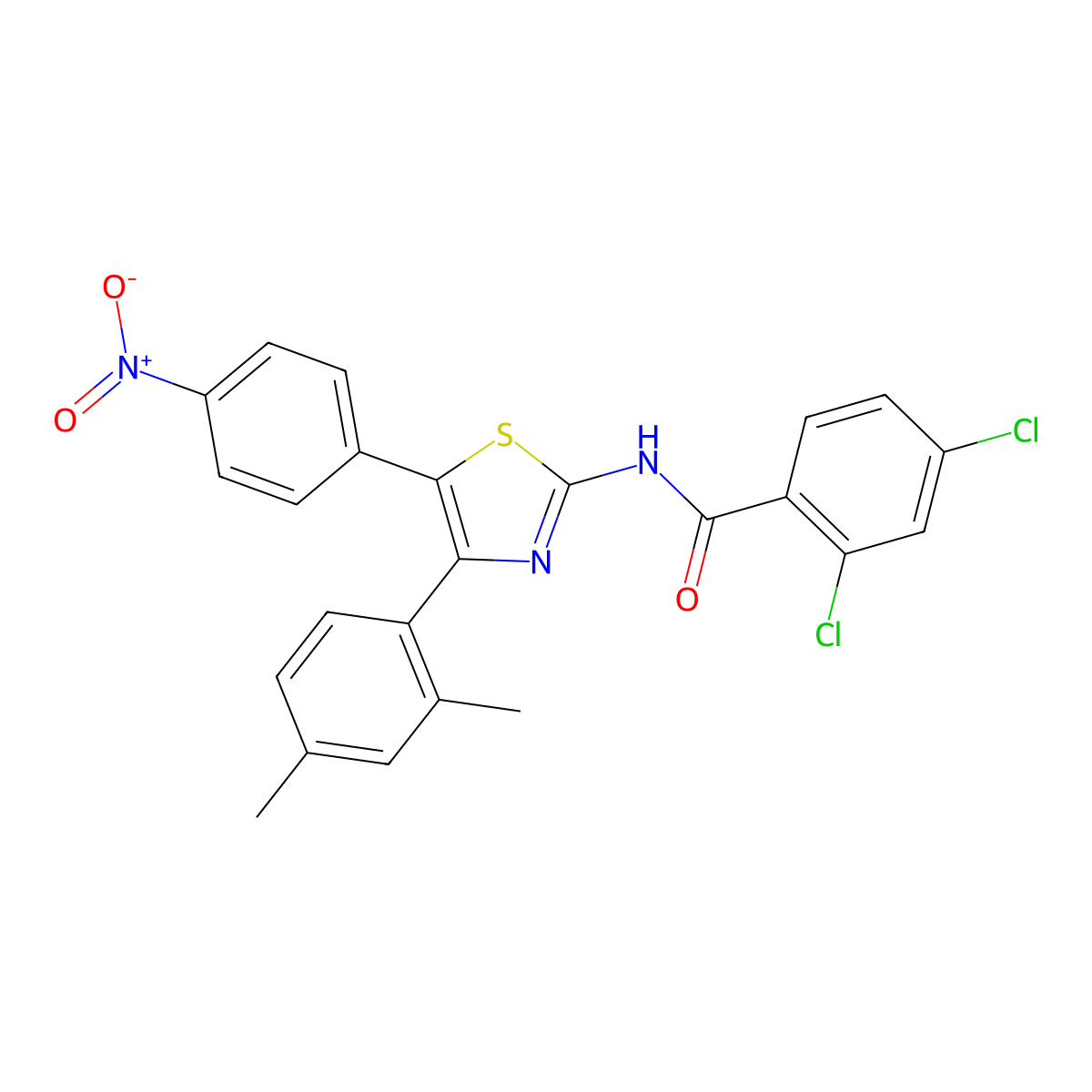 2,4-dichloro-N-[4-(2,4-dimethylphenyl)-5-(4-nitrophenyl)-1,3-thiazol-2-yl]benzamide molecular structure, CAS 419547-31-2