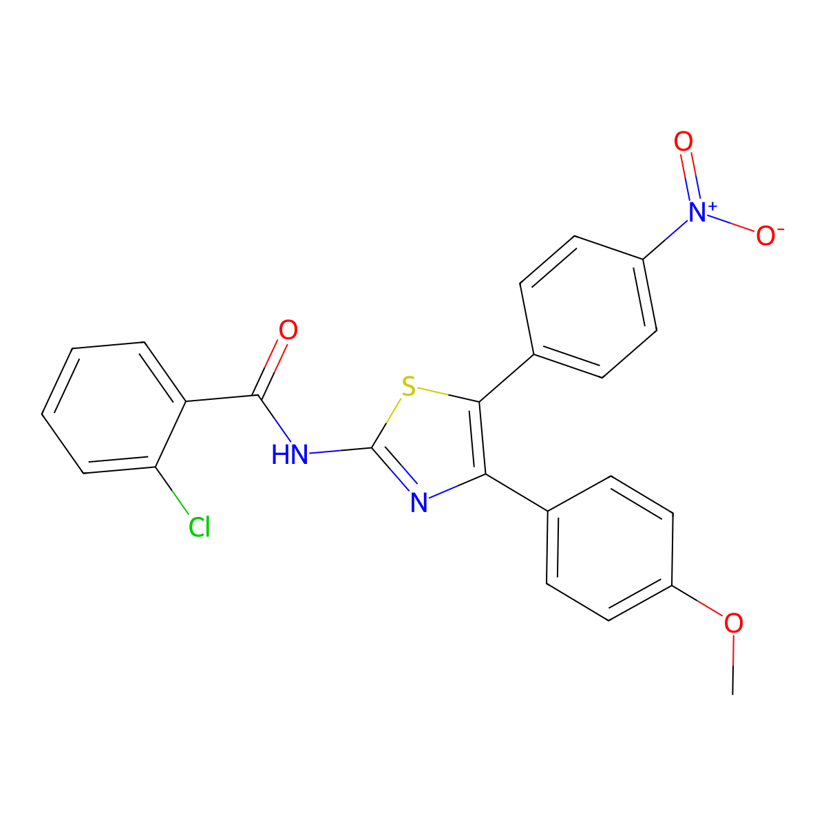 2-chloro-N-[4-(4-methoxyphenyl)-5-(4-nitrophenyl)-1,3-thiazol-2-yl]benzamide molecular structure, CAS 419547-51-6