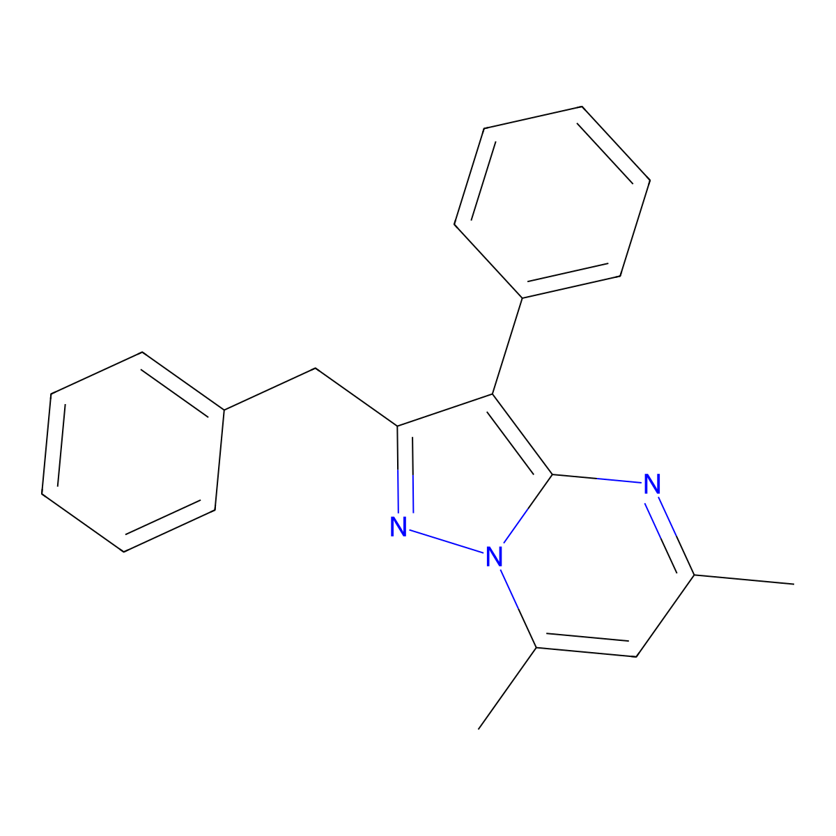 2-Benzyl-5,7-dimethyl-3-phenylpyrazolo[1,5-a]pyrimidine molecular structure, CAS 419548-17-7