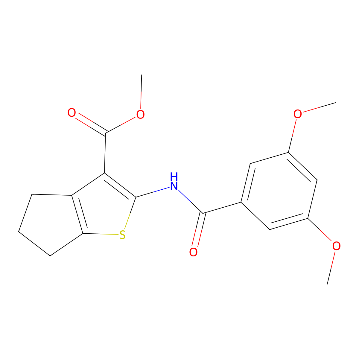 methyl 2-(3,5-dimethoxybenzamido)-4H,5H,6H-cyclopenta[b]thiophene-3-carboxylate molecular structure, CAS 419552-58-2