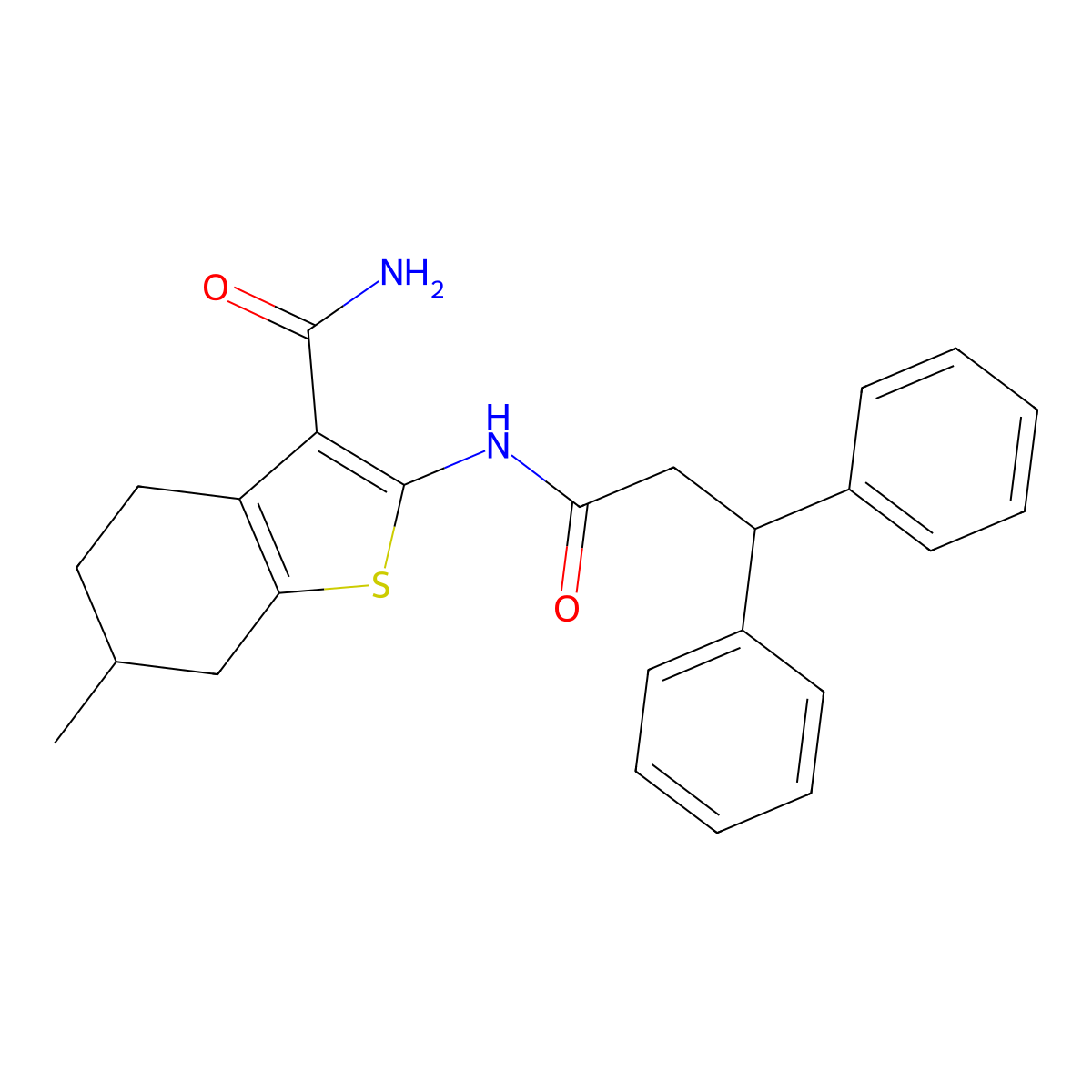 2-[(3,3-Diphenylpropanoyl)amino]-6-methyl-4,5,6,7-tetrahydro-1-benzothiophene-3-carboxamide molecular structure, CAS 419552-64-0
