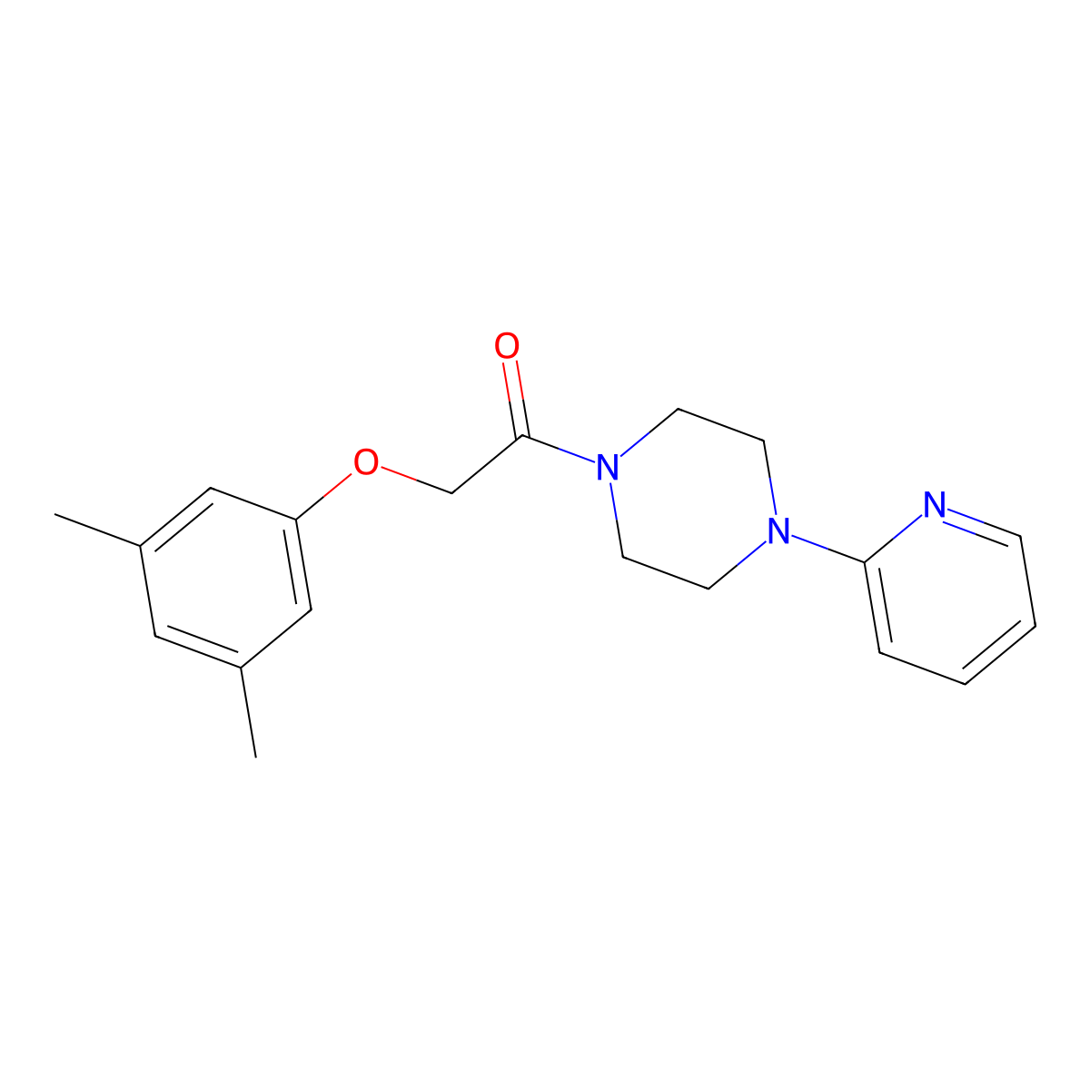 2-(3,5-Dimethylphenoxy)-1-(4-pyridin-2-ylpiperazin-1-yl)ethanone molecular structure, CAS 419553-03-0