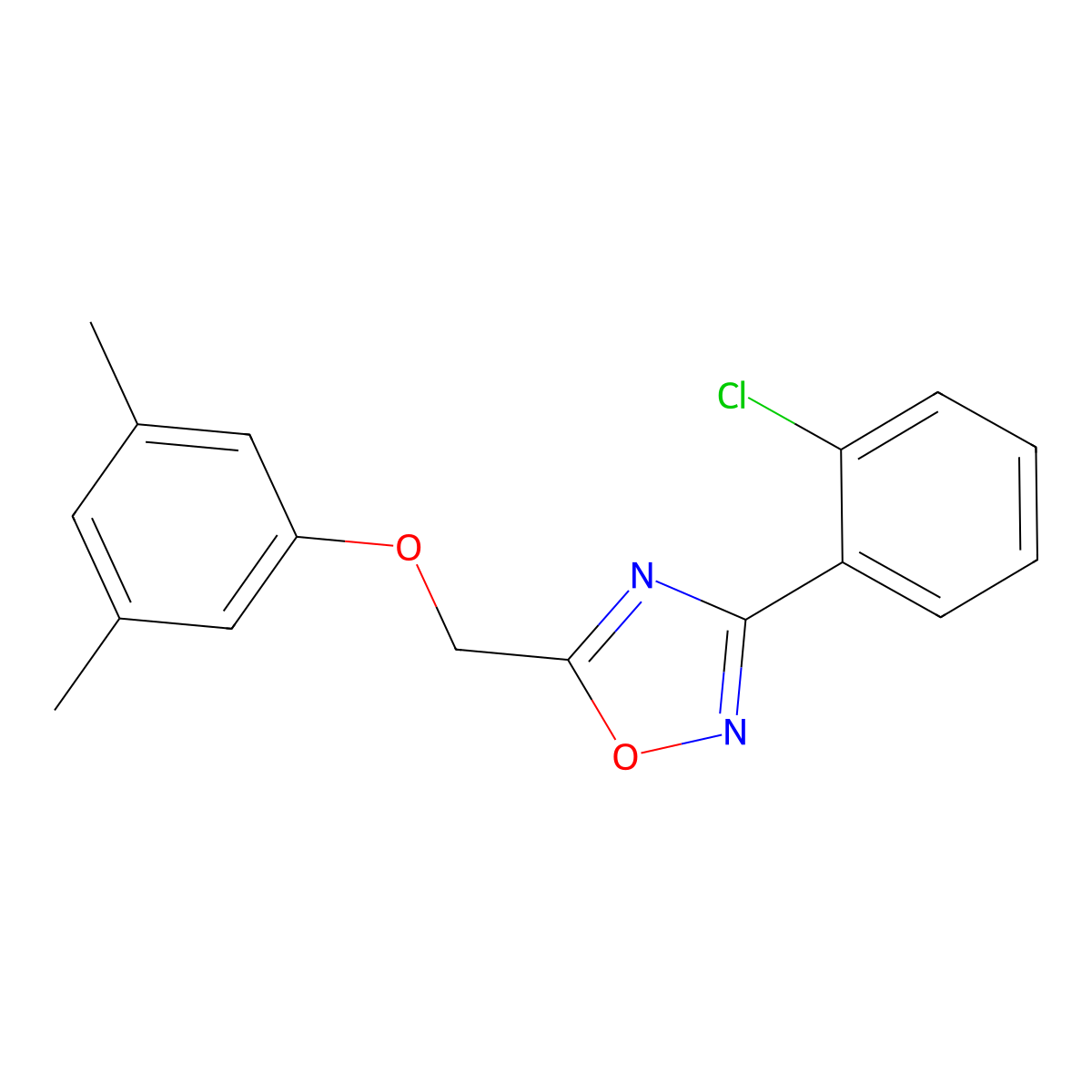 3-(2-Chlorophenyl)-5-[(3,5-dimethylphenoxy)methyl]-1,2,4-oxadiazole molecular structure, CAS 419553-42-7