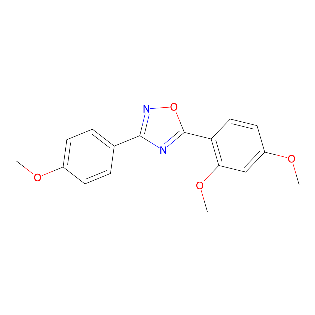 5-(2,4-Dimethoxyphenyl)-3-(4-methoxyphenyl)-1,2,4-oxadiazole molecular structure, CAS 419553-55-2