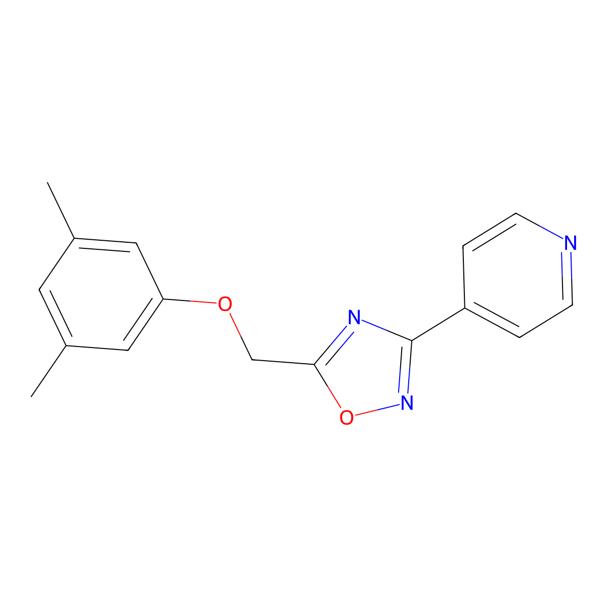 4-{5-[(3,5-Dimethylphenoxy)methyl]-1,2,4-oxadiazol-3-yl}pyridine molecular structure, CAS 419553-57-4