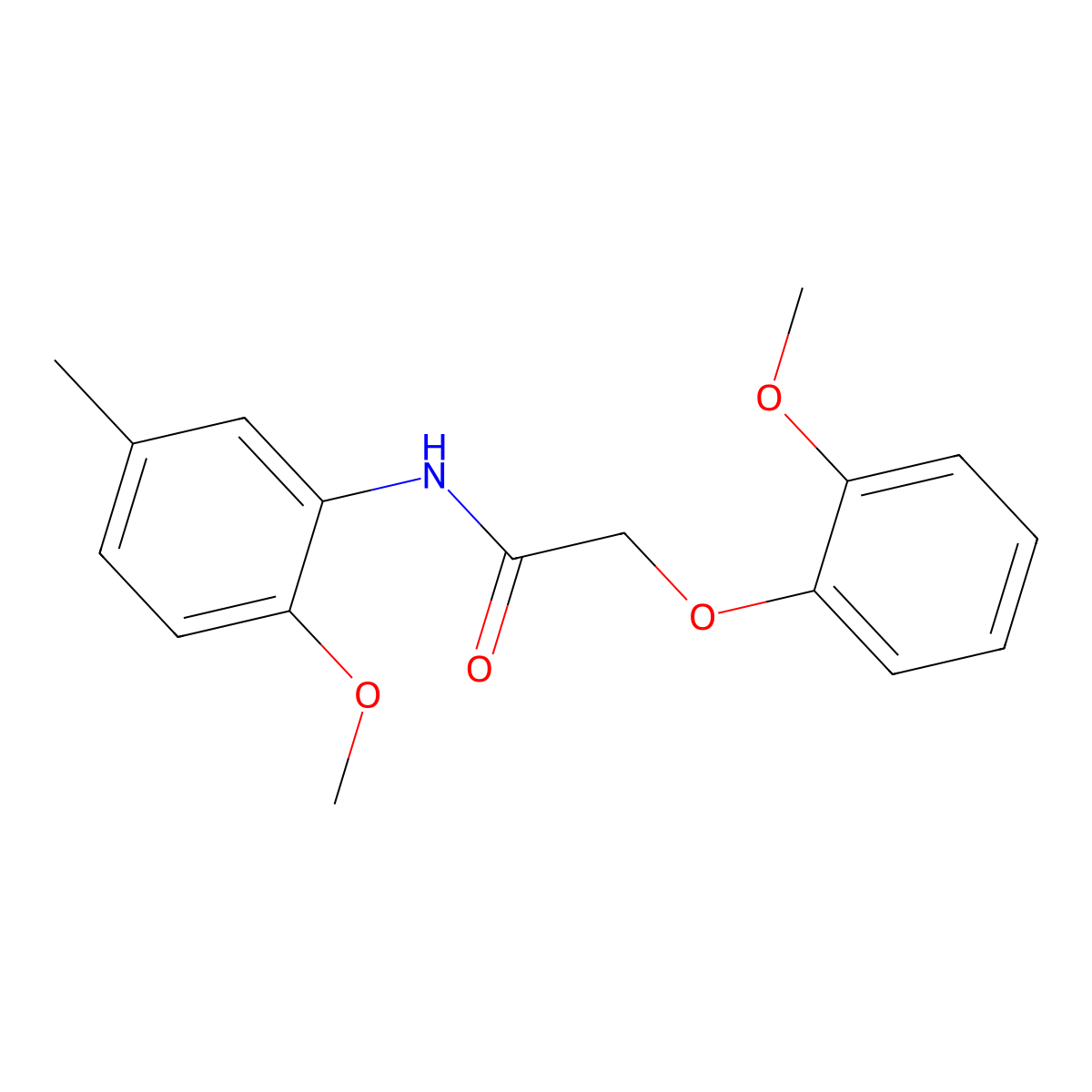 N-(2-methoxy-5-methylphenyl)-2-(2-methoxyphenoxy)acetamide molecular structure, CAS 419553-59-6
