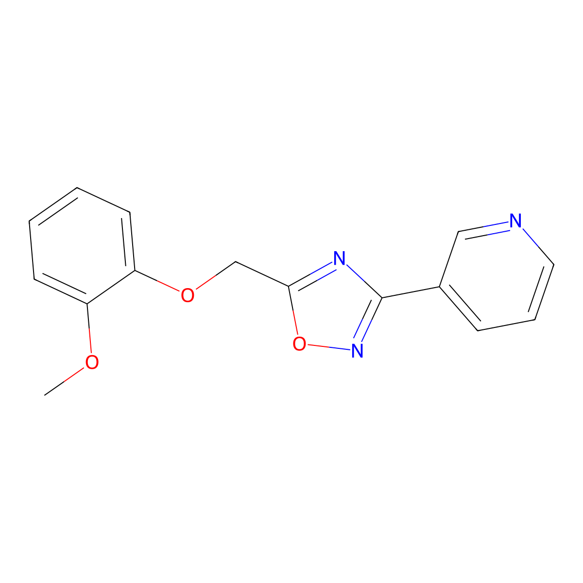 3-{5-[(2-Methoxyphenoxy)methyl]-1,2,4-oxadiazol-3-yl}pyridine molecular structure, CAS 419554-04-4