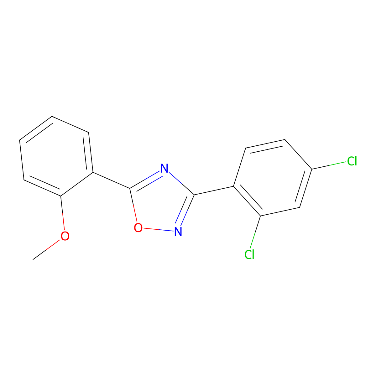 3-(2,4-Dichlorophenyl)-5-(2-methoxyphenyl)-1,2,4-oxadiazole molecular structure, CAS 419554-16-8