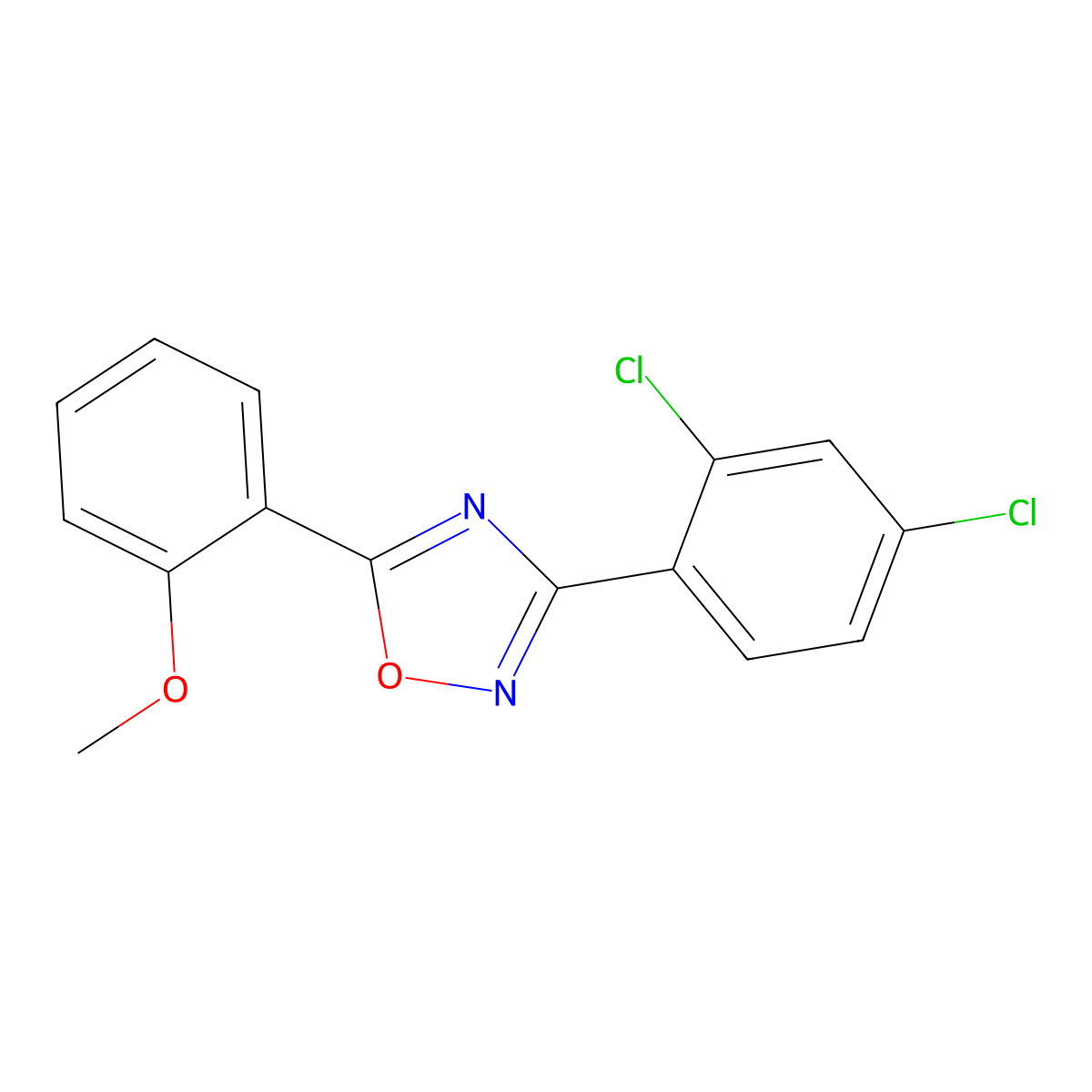3-(2,4-Dichlorophenyl)-5-(2-methoxyphenyl)-1,2,4-oxadiazole molecular structure, CAS 419554-16-8