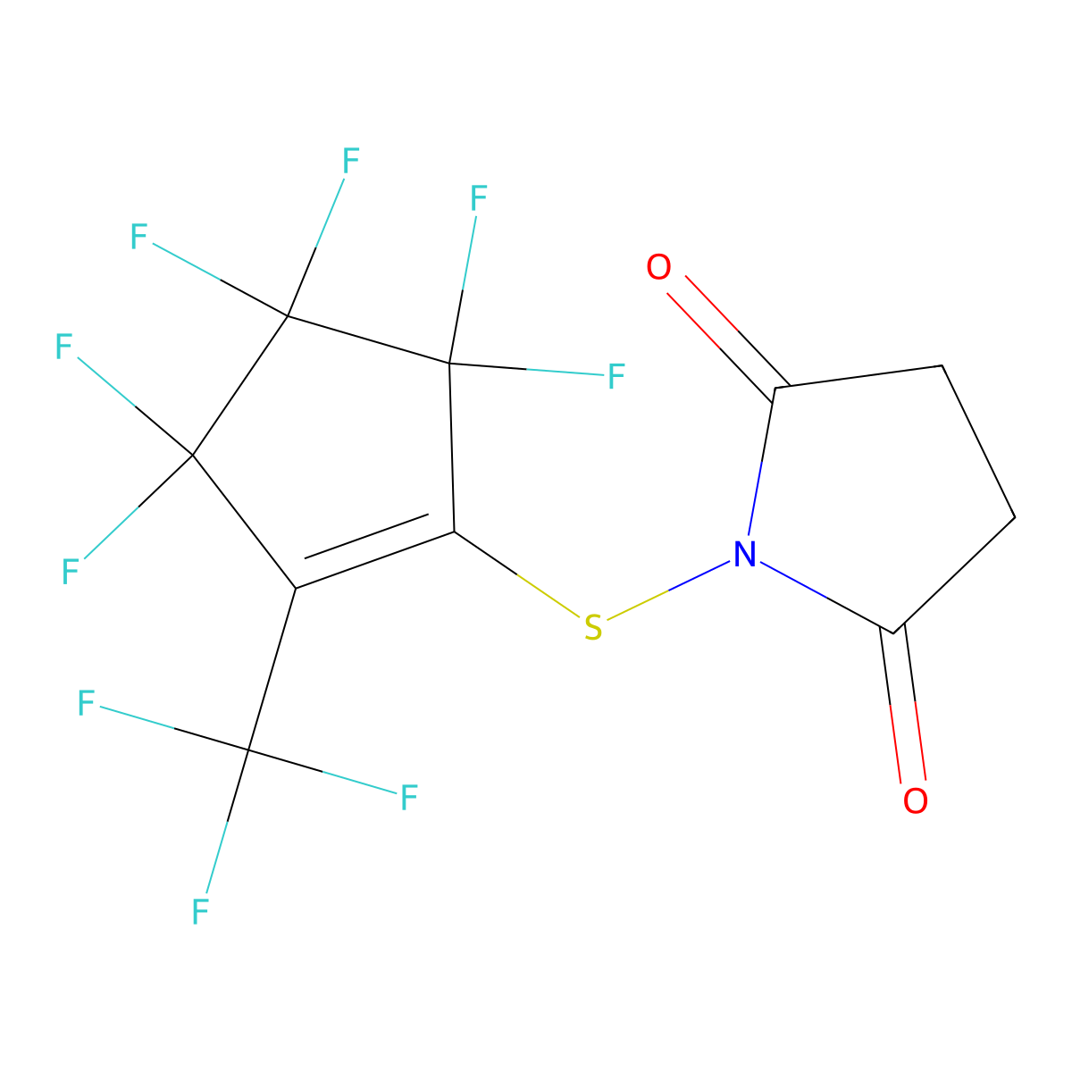 1-[3,3,4,4,5,5-Hexafluoro-2-(trifluoromethyl)cyclopenten-1-yl]sulfanylpyrrolidine-2,5-dione molecular structure, CAS 419554-19-1