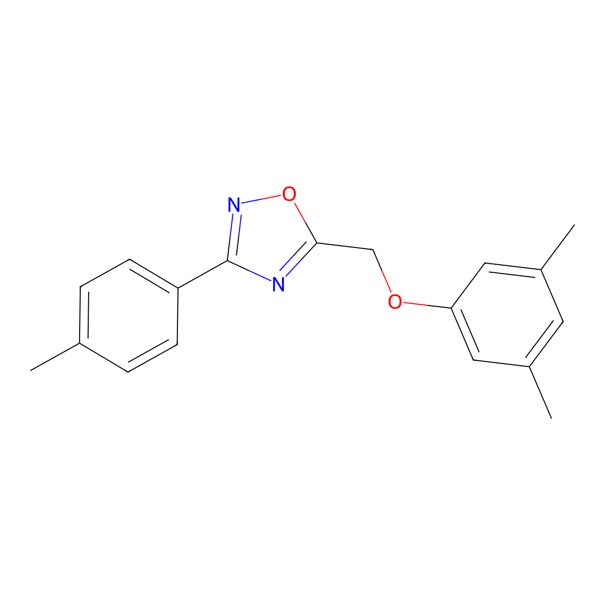 5-[(3,5-Dimethylphenoxy)methyl]-3-(4-methylphenyl)-1,2,4-oxadiazole molecular structure, CAS 419554-26-0