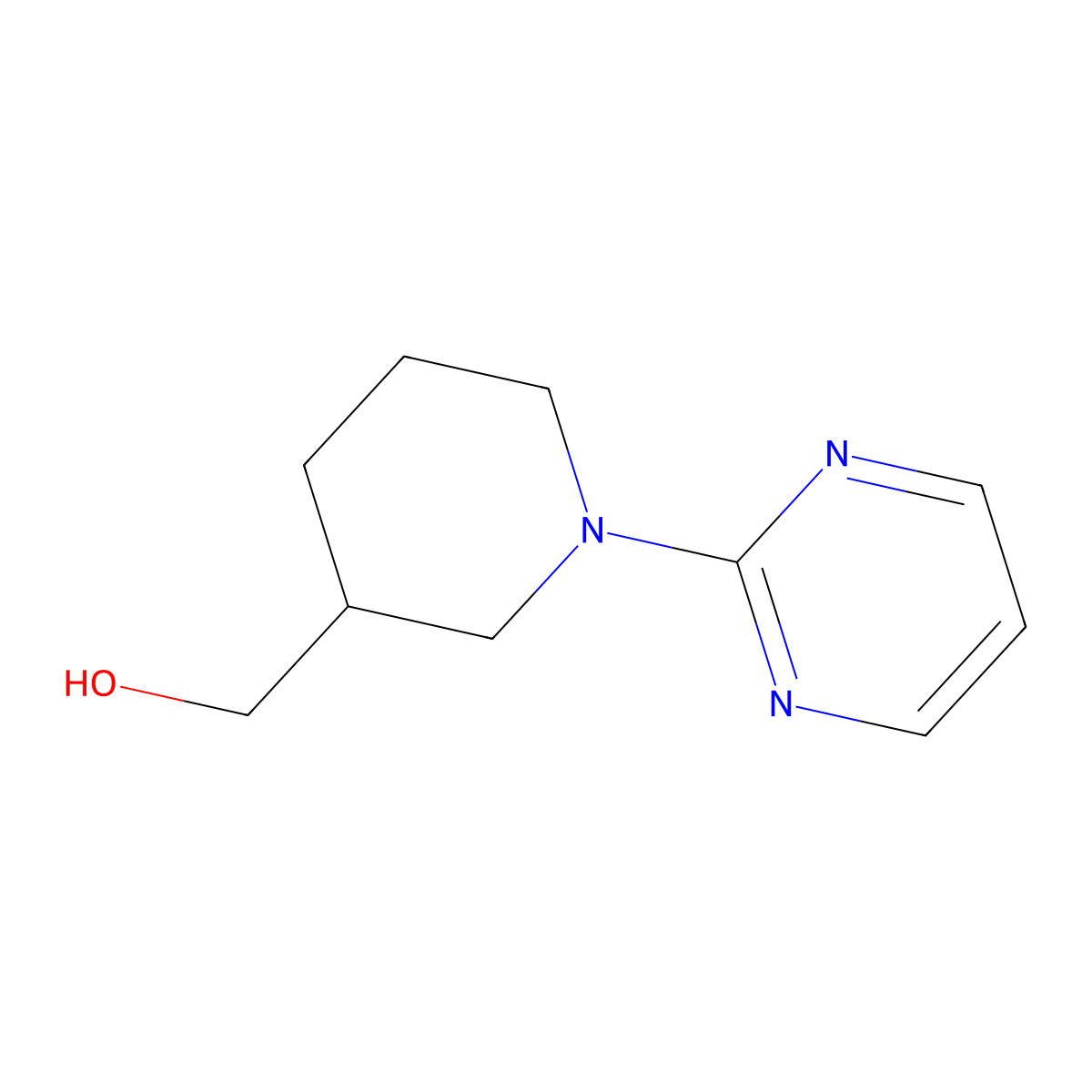 (1-(Pyrimidin-2-yl)piperidin-3-yl)methanol molecular structure, CAS 419557-05-4