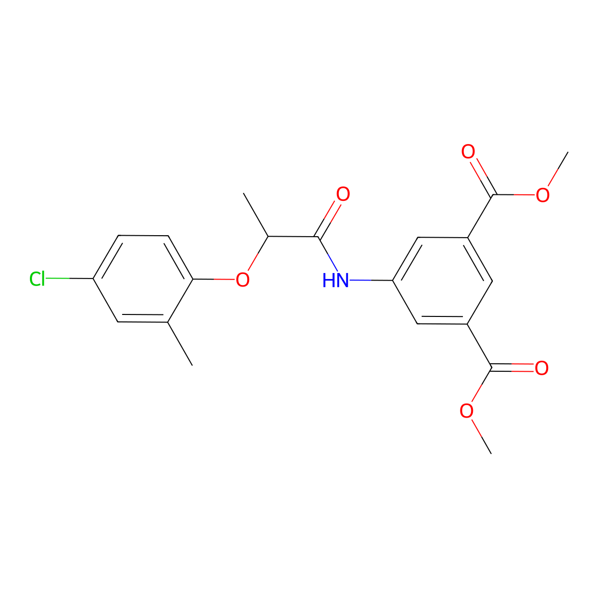 Dimethyl 5-[2-(4-chloro-2-methylphenoxy)propanoylamino]benzene-1,3-dicarboxylate molecular structure, CAS 419558-13-7