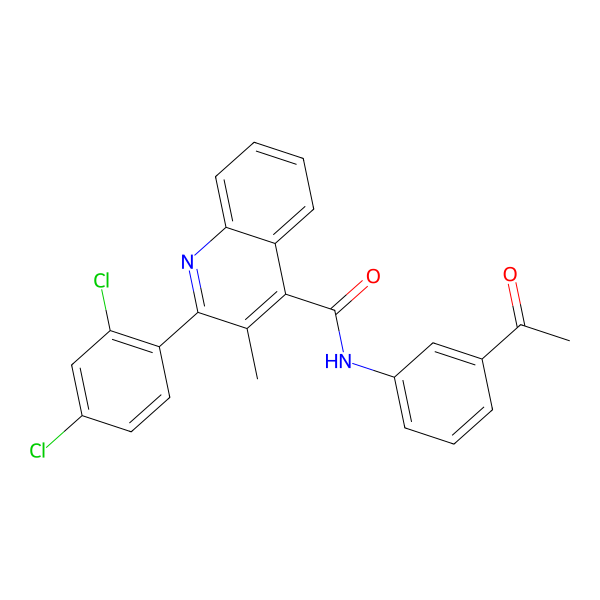 N-(3-acetylphenyl)-2-(2,4-dichlorophenyl)-3-methylquinoline-4-carboxamide molecular structure, CAS 419558-36-4