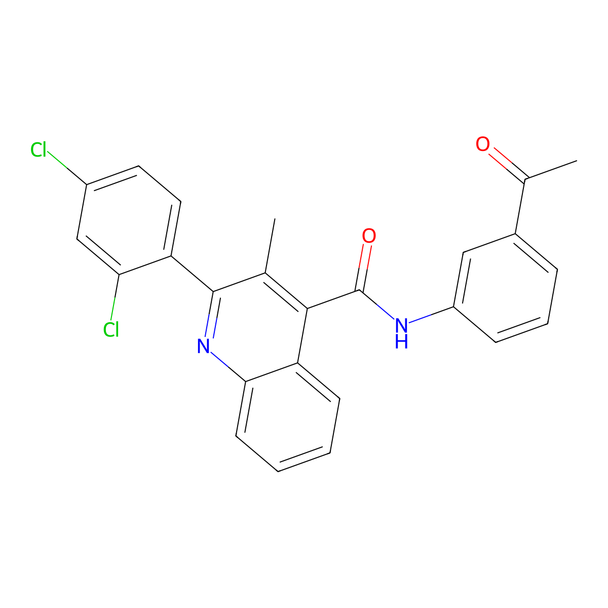 N-(3-acetylphenyl)-2-(2,4-dichlorophenyl)-3-methylquinoline-4-carboxamide molecular structure, CAS 419558-36-4