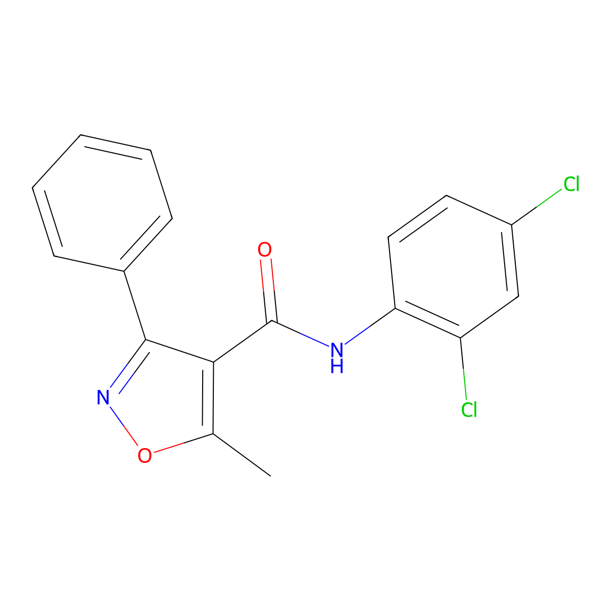 N-(2,4-dichlorophenyl)-5-methyl-3-phenyl-1,2-oxazole-4-carboxamide molecular structure, CAS 419558-39-7