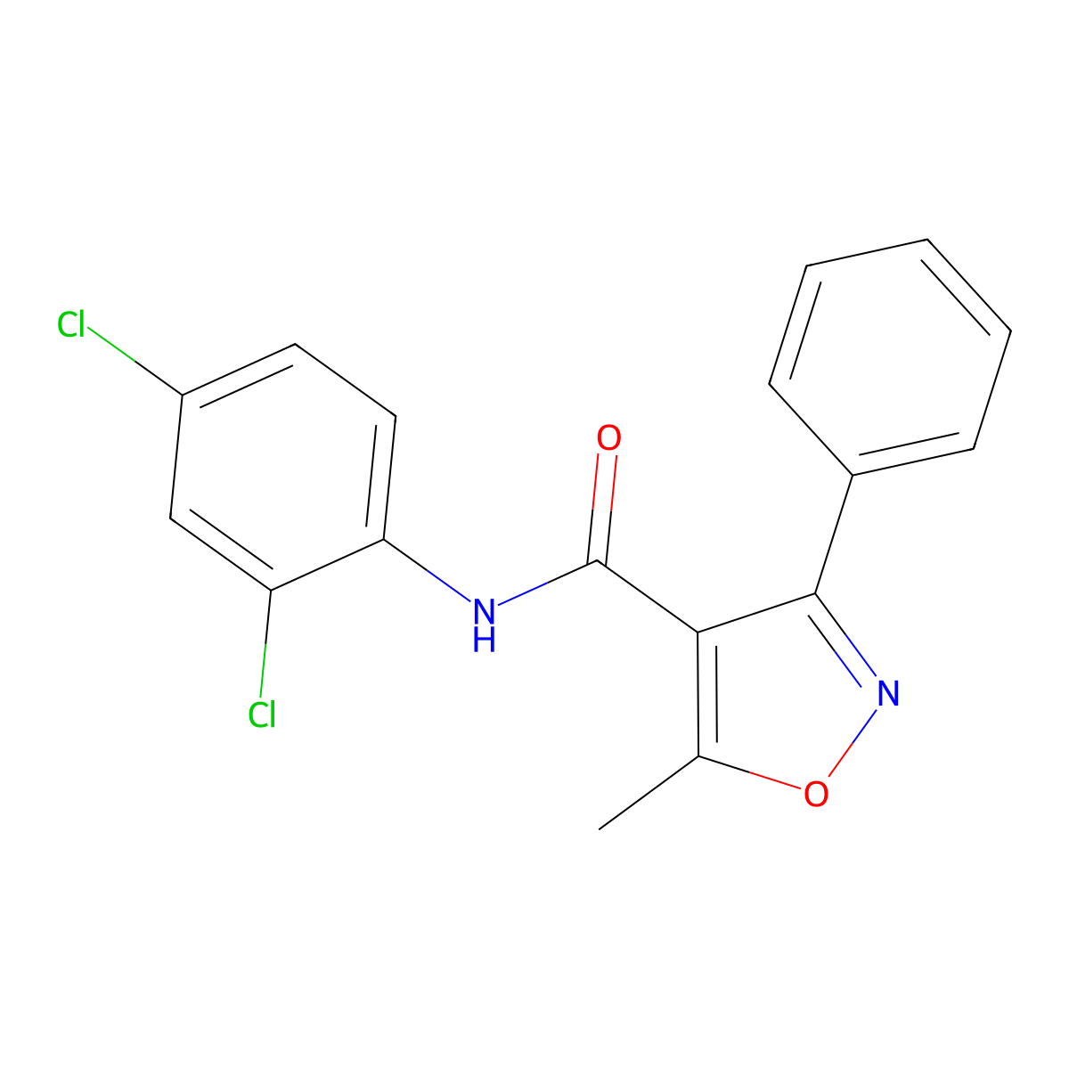 N-(2,4-dichlorophenyl)-5-methyl-3-phenyl-1,2-oxazole-4-carboxamide molecular structure, CAS 419558-39-7