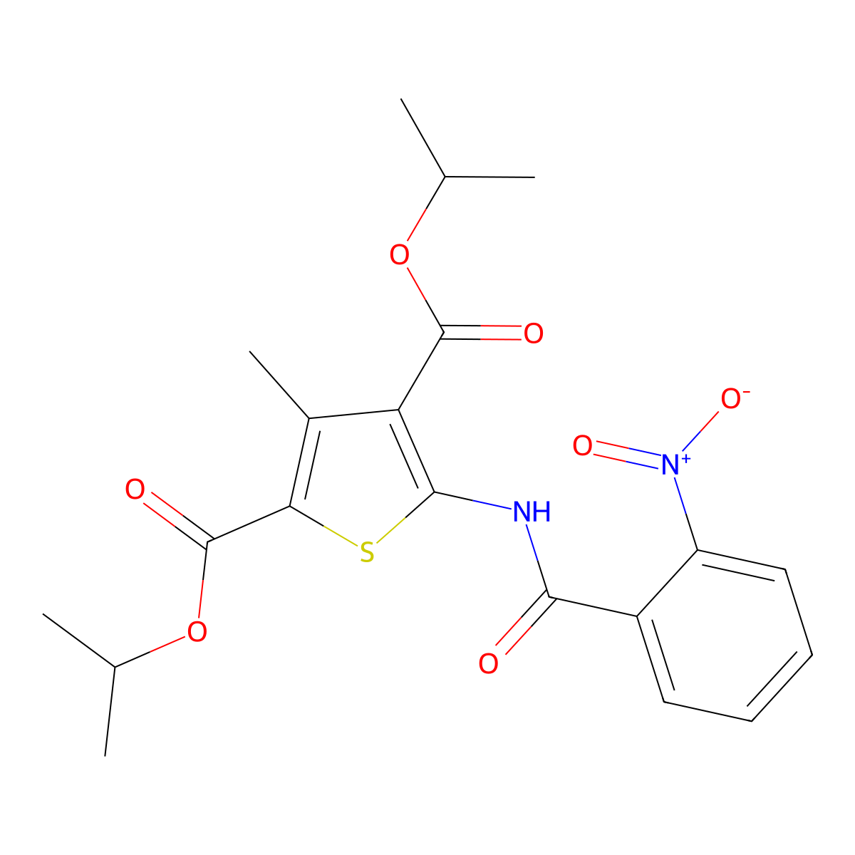 Diisopropyl 5-({2-nitrobenzoyl}amino)-3-methyl-2,4-thiophenedicarboxylate molecular structure, CAS 419558-44-4