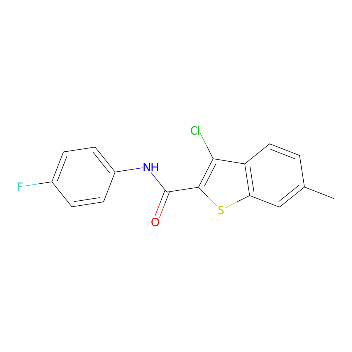 3-chloro-N-(4-fluorophenyl)-6-methyl-1-benzothiophene-2-carboxamide molecular structure, CAS 419558-79-5