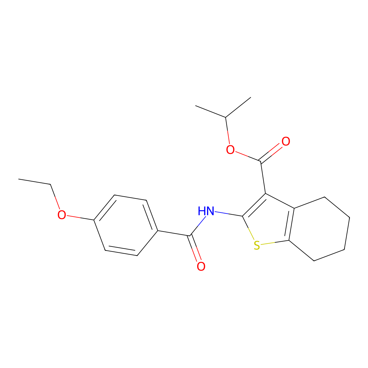 Propan-2-yl 2-[(4-ethoxybenzoyl)amino]-4,5,6,7-tetrahydro-1-benzothiophene-3-carboxylate molecular structure, CAS 419558-83-1